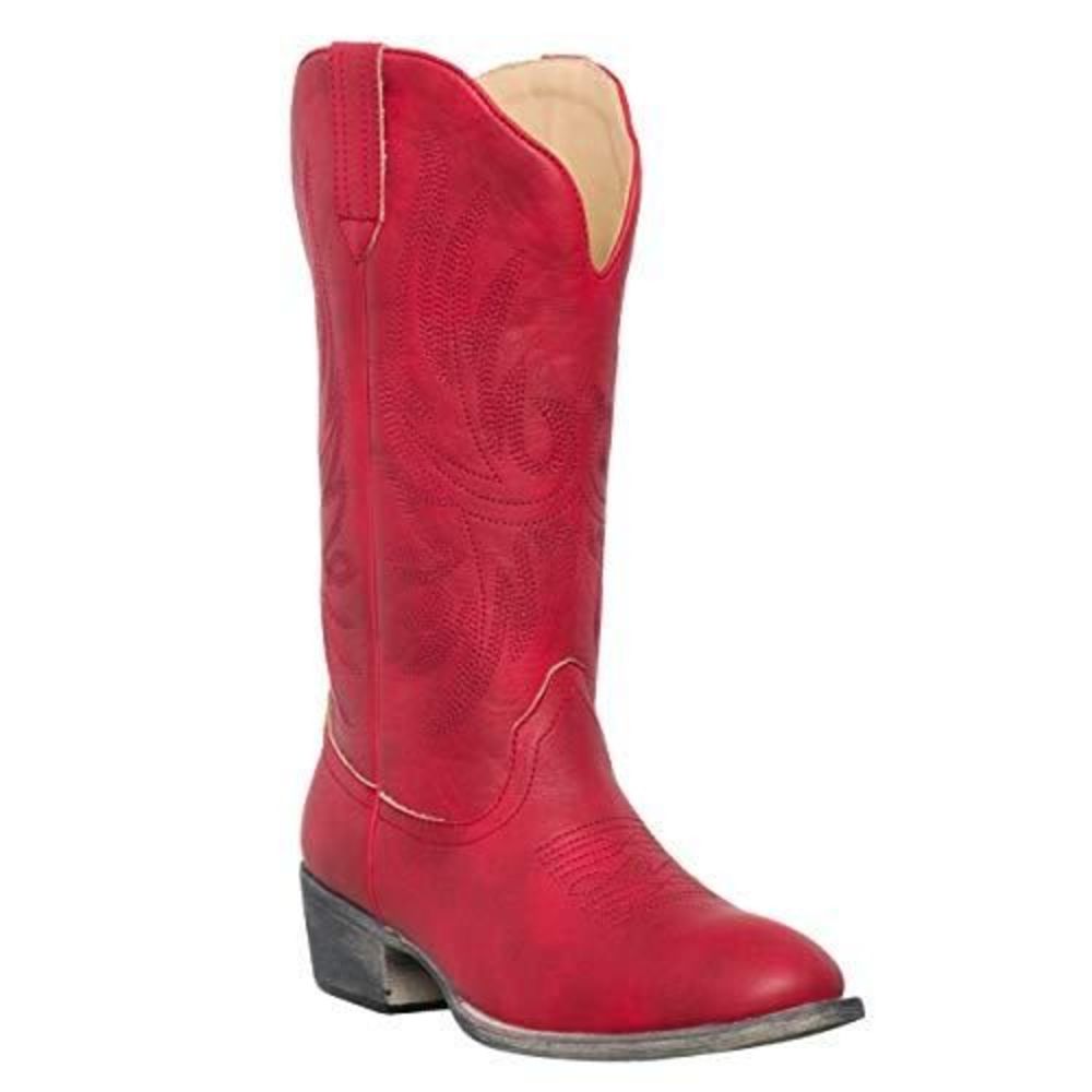 Silver Canyon Women's Western Cimmaron Round Toe Cowgirl Boot, 8.5 US - Red-